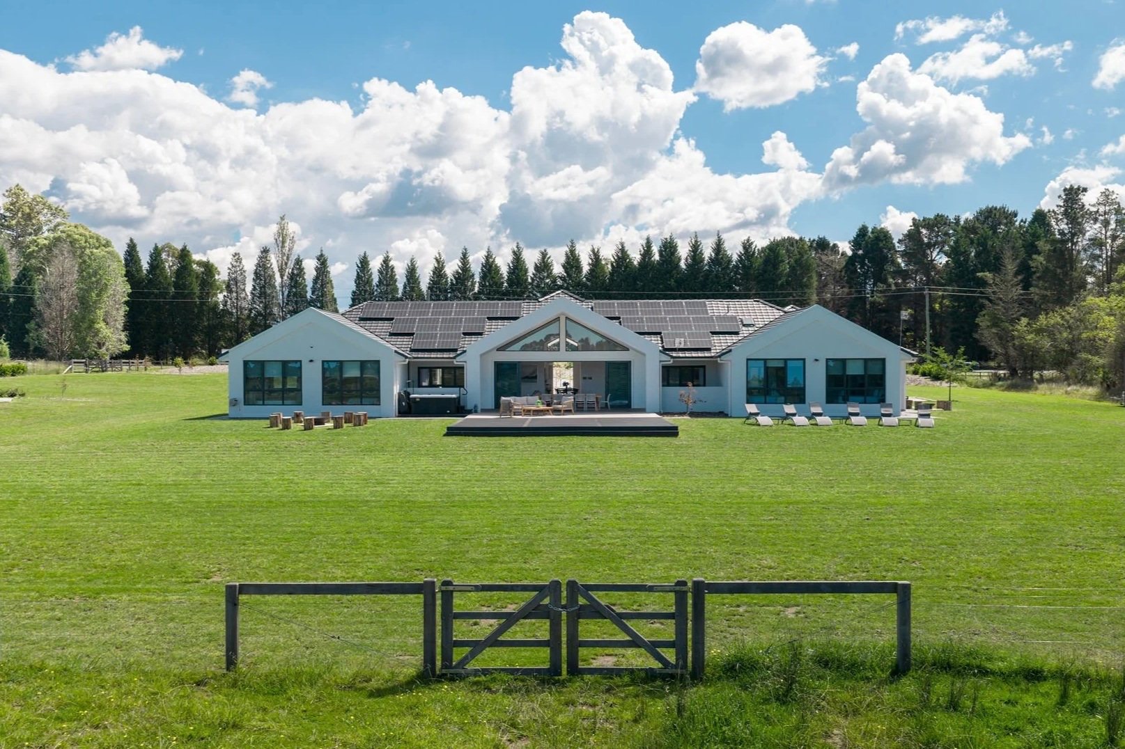 The Riverside House and lawn.
