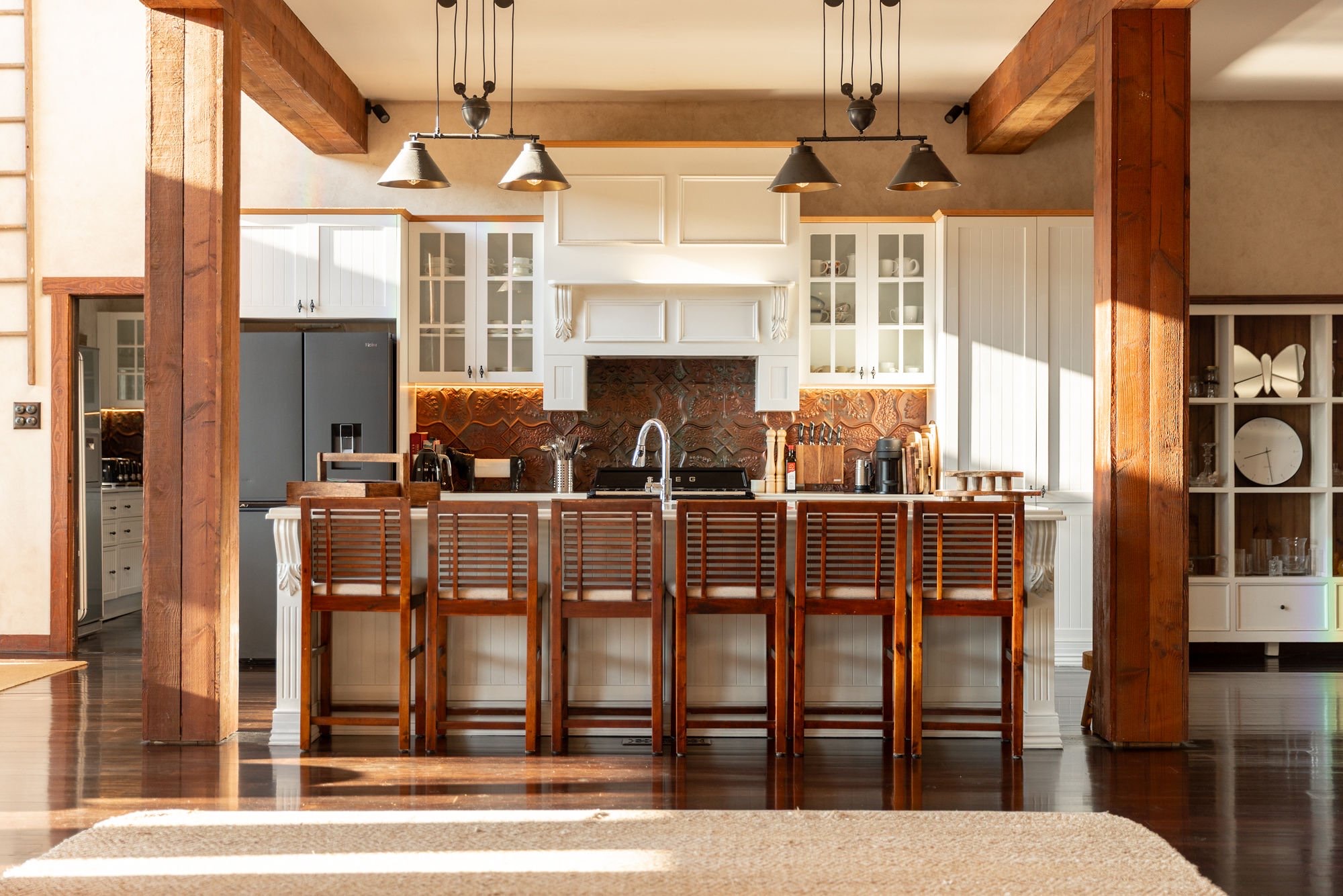 A warm, light-filled interior detail at Wildefell.